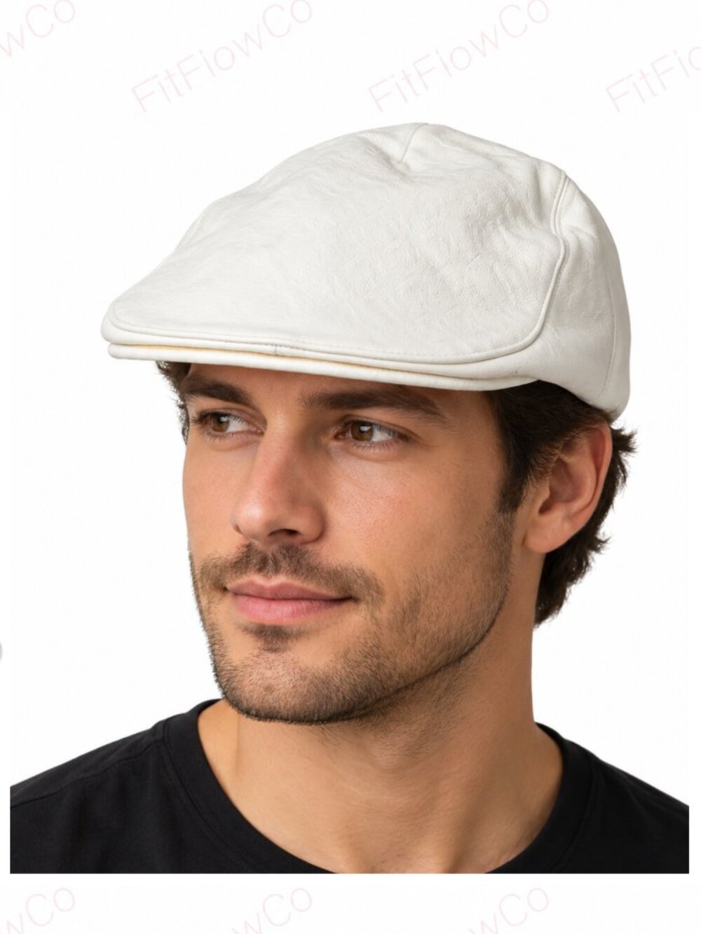 Kangol Men’s White Leather Flat Cap Hat Medium NWT